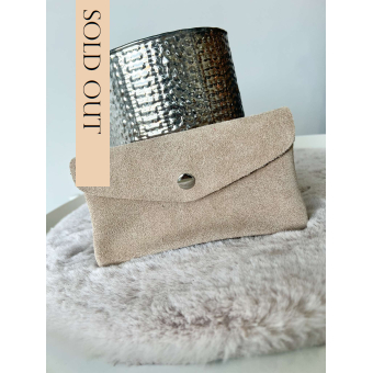 3163 Portefeuille Groot Suede Beige