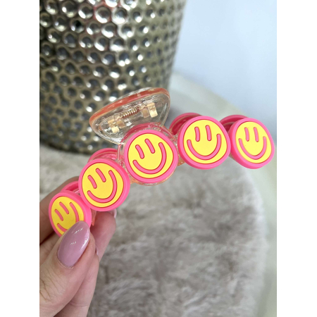 3323 Haarspeld Smiley Geel.Roze 3323 Haarspeld Smiley Geel.Roze
