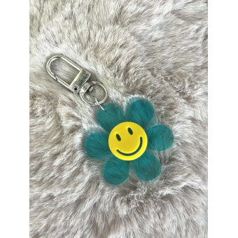 3337 Sleutelhanger Smiley Flower Blauw