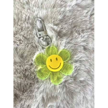 3339 Sleutelhanger Smiley Flower Neon Geel 3339 Sleutelhanger Smiley Flower Neon Geel
