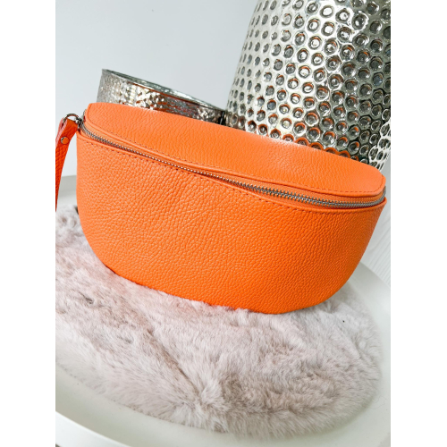 2111 Tas Evi Leder Oranje (Rits Zilver)