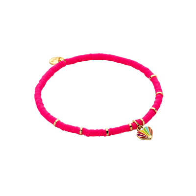 54659Mix09 Armband Little Heart Neon Roze