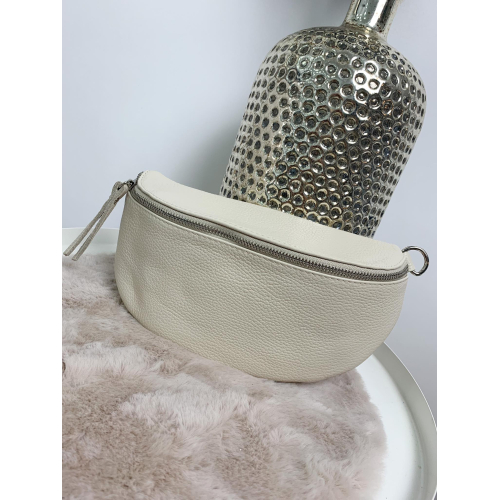 1291 Tas Evi Leder Ecru (Rits Zilver)