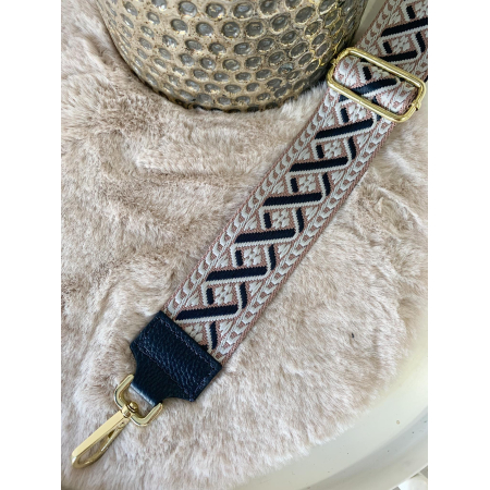 1464 Tassenriem Goud.Donkerblauw Taupe 1464 Tassenriem Goud.Donkerblauw Taupe