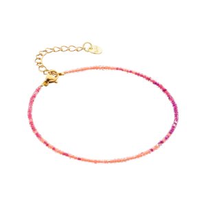 2046Mix02 Enkelbandje Beaded Beauty Rainbow Roze