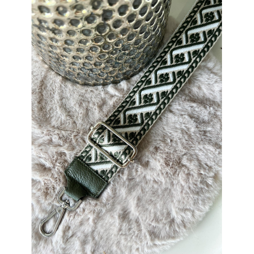 2724 Tassenriem Zilver.Kakigroen