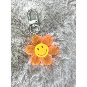 3338 Sleutelhanger Smiley Flower Oranje