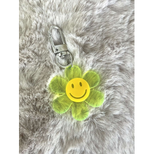 3339 Sleutelhanger Smiley Flower Neon Geel