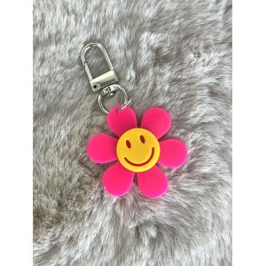 3340 Sleutelhanger Smiley Flower Roze