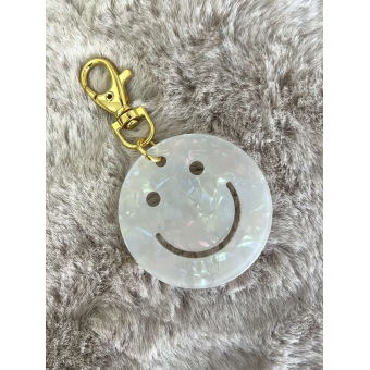 3342 Sleutelhanger Smiley Wit