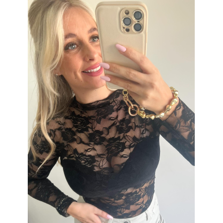 3411 Lace Blouse Zwart 3411 Lace Blouse Zwart