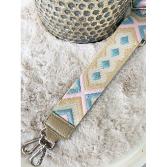 394 Tassenriem Aztec Beige.Pastel.Zilver 