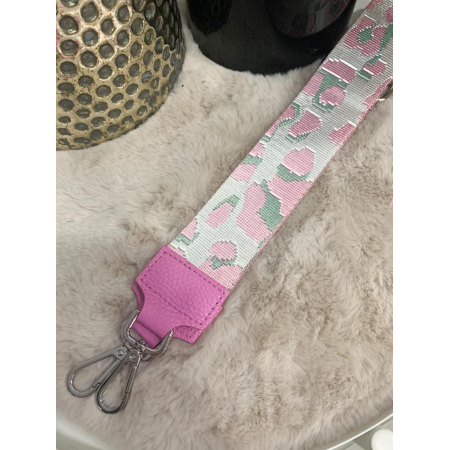 537 Tassenriem Leopard Zilver Bubblegum.Mint 537 Tassenriem Leopard Zilver Bubblegum.Mint