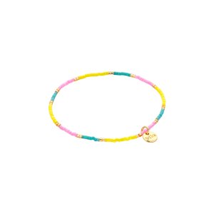 54249Mix08 Armband Biba Mini beads Geel.Roze.Turquoise