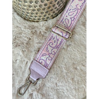 663 Tassenriem Zilver Paisley.Lila