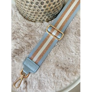 673 Tassenriem Goud Lichtblauw.Glitter.Goud 673 Tassenriem Goud Lichtblauw.Glitter.Goud