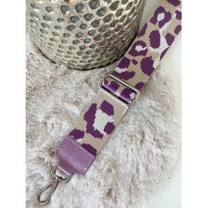 970 Tassenriem Zilver Leopard.Paars